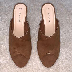 New! TAN/Brown mules (faux suede)